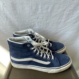 J Crew High Top Vans Sk8-Hi Slim Navy Marshmallow